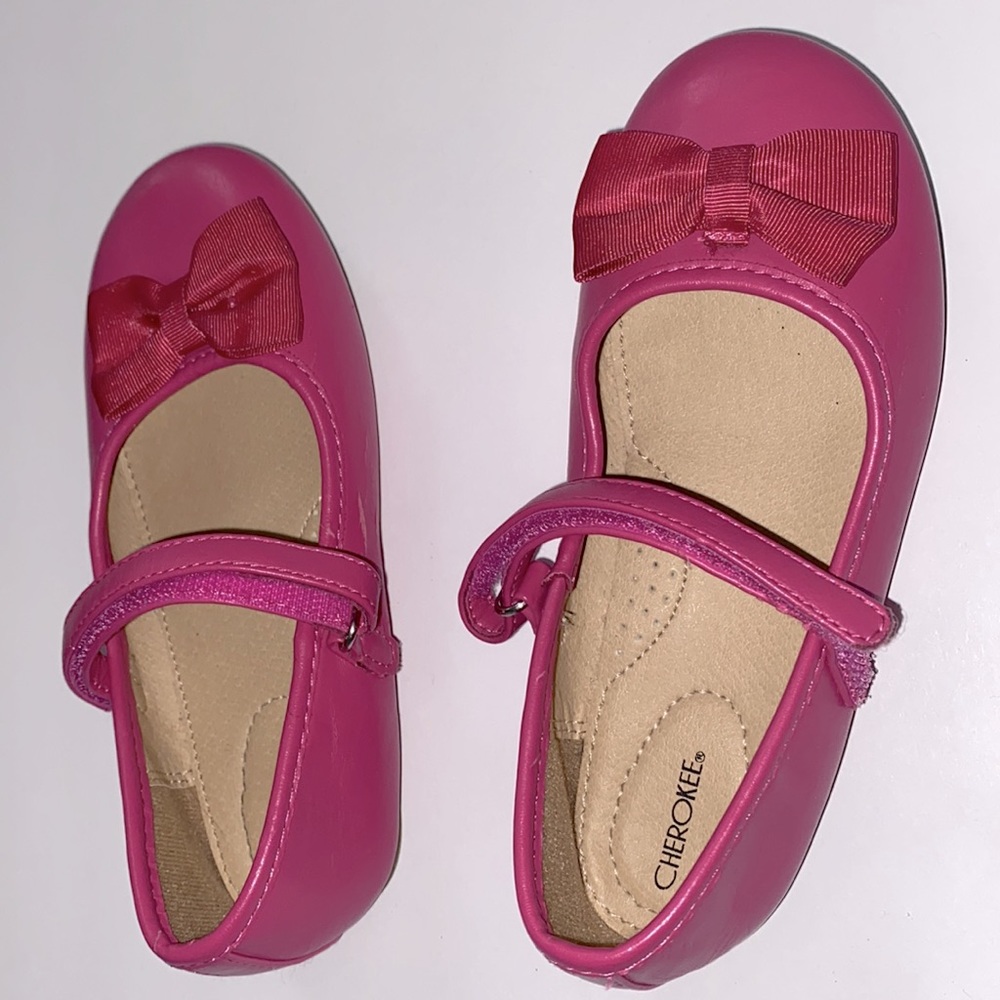 Cherokee Pink Kids Ballet Shoes with Bow. Size 11 Toddler. - Picture 3 of 7